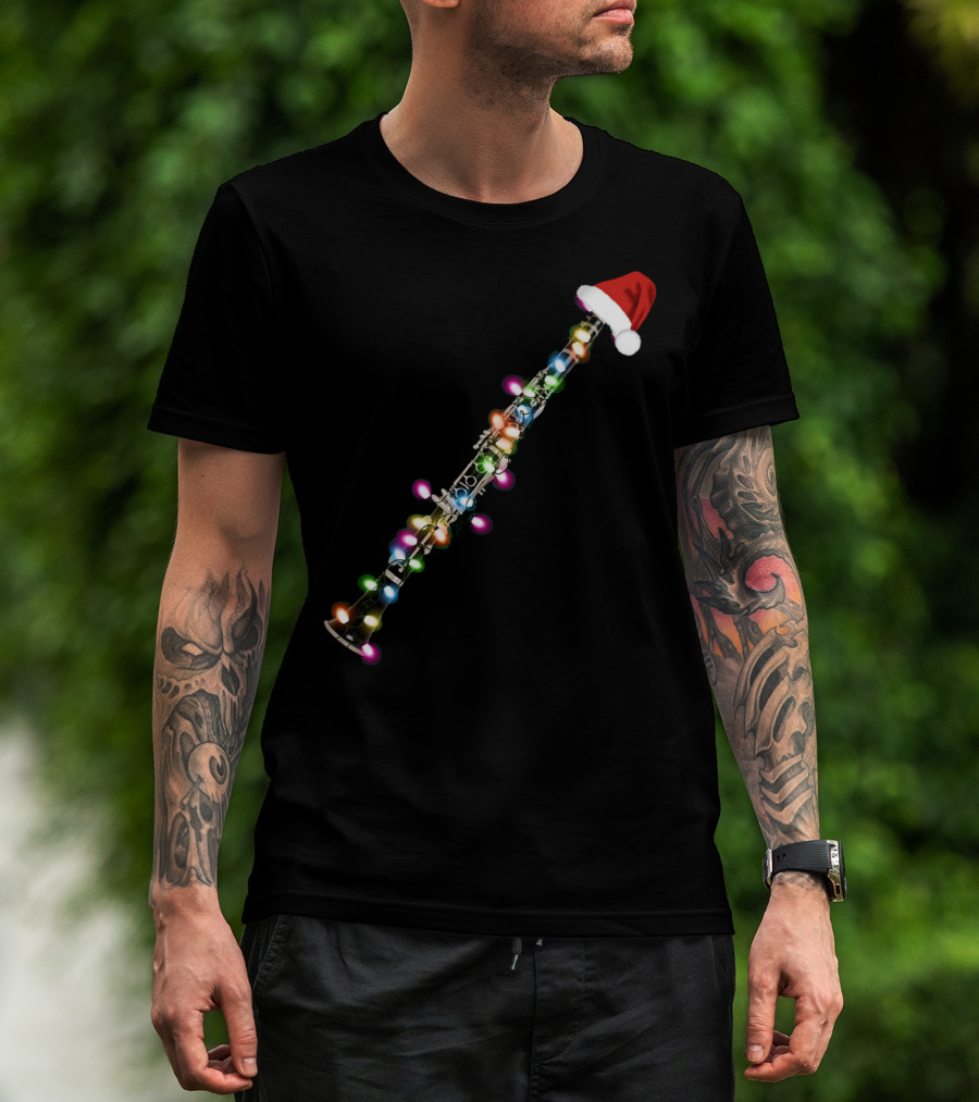 Santa Clarinet With Christmas Lights T-Shirt