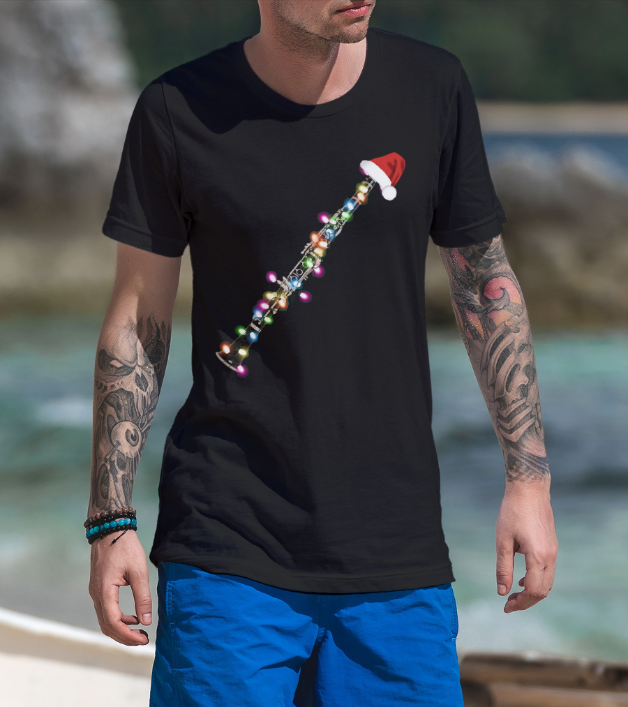 Santa Clarinet With Christmas Lights T-Shirt