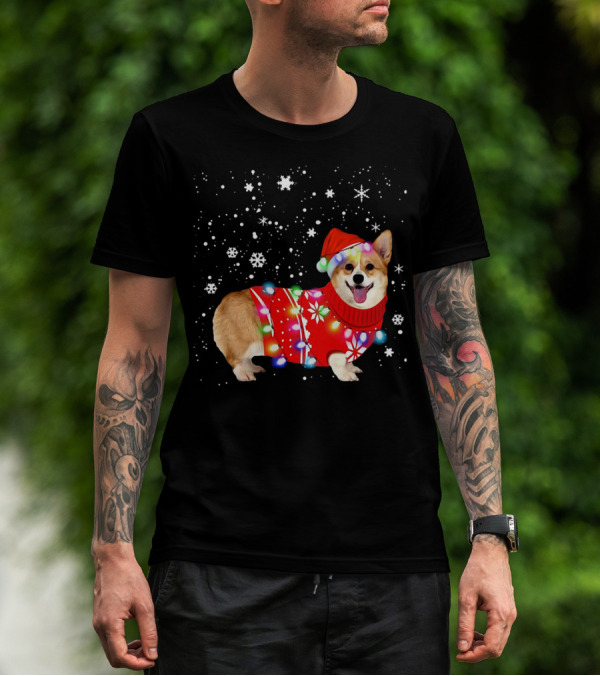 Corgi Lovely Christmas Light Snowflake Holiday T-Shirt