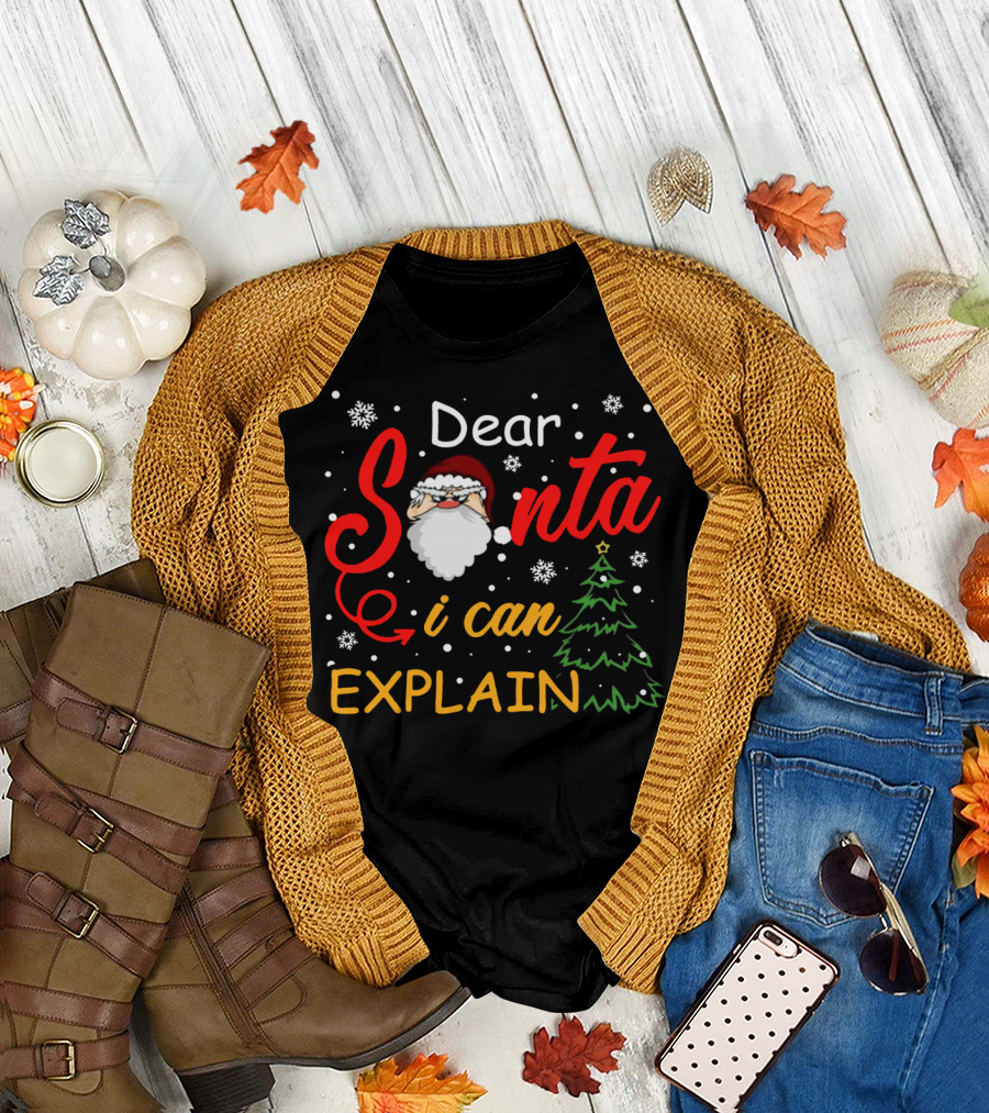 Dear Santa I Can Explain Christmas Tree Snowflakes T-Shirt