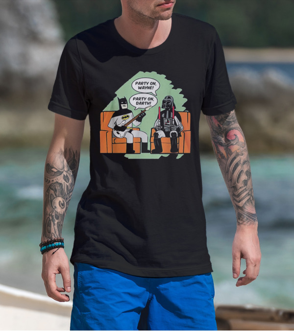 Batman And Darth Vader Party On Wayne Party On Darth T-Shirt