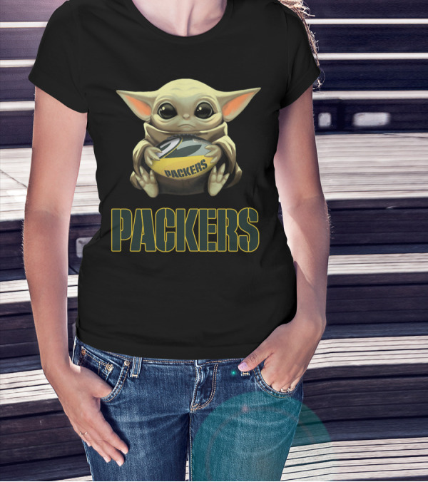 Baby Yoda Holding Packers Football Packers T-Shirt