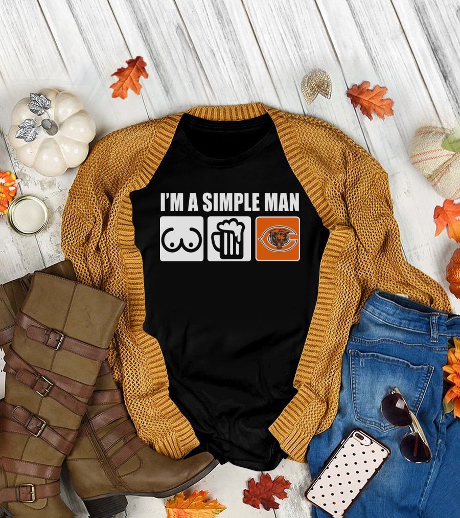 I'M A SIMPLE MAN BEARS FOOTBALL BEER CHEST T-Shirt