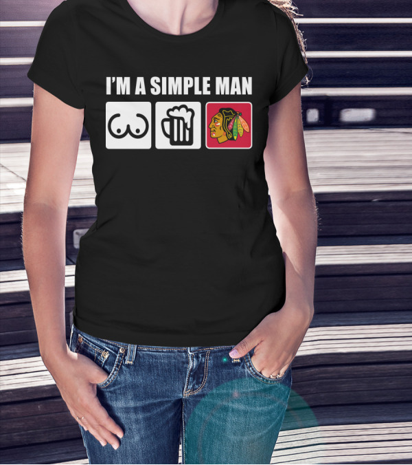 I'M A SIMPLE MAN BLACKHAWKS ICONIC SYMBOLS T-Shirt