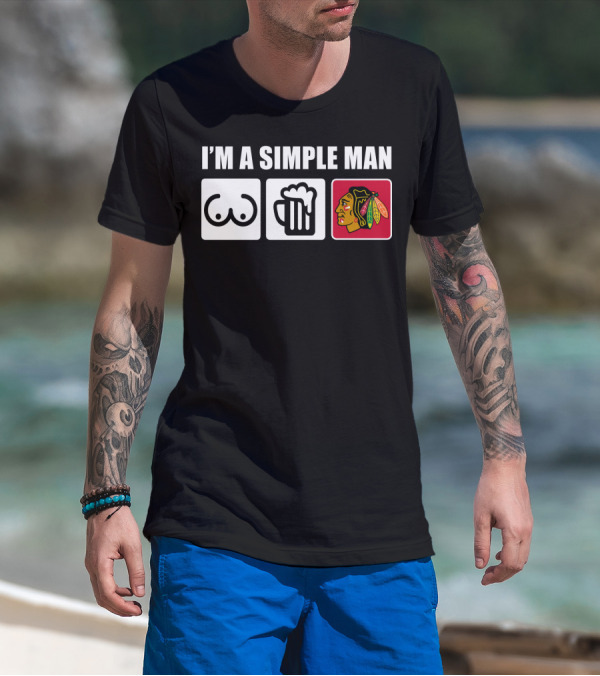 I'M A SIMPLE MAN BLACKHAWKS ICONIC SYMBOLS T-Shirt