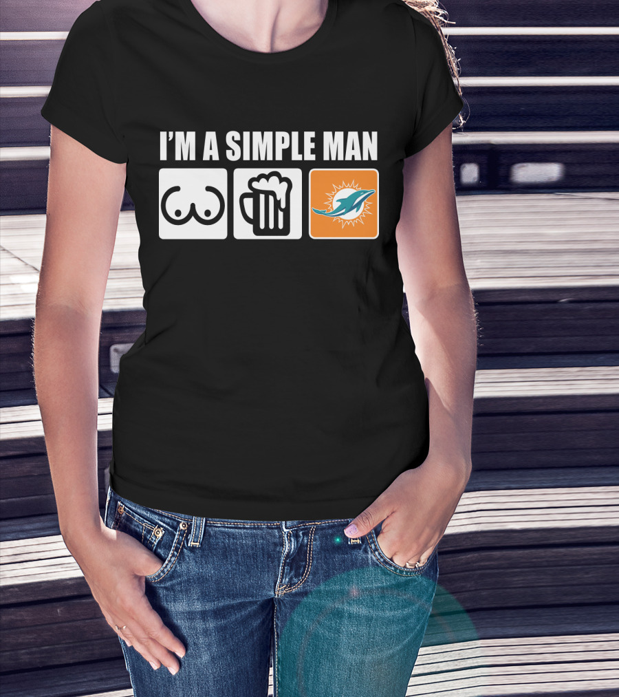 I'M A SIMPLE MAN DOLPHINS BEER SYMBOLS T-Shirt