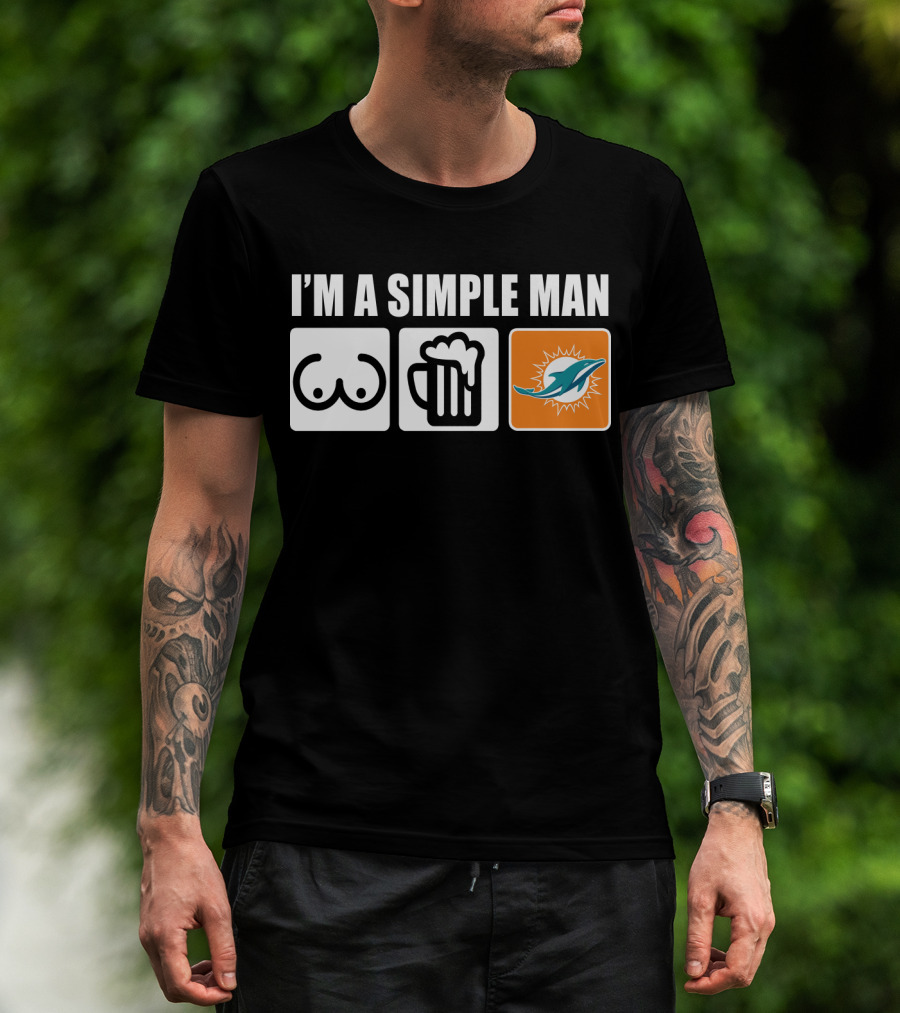 I'M A SIMPLE MAN DOLPHINS BEER SYMBOLS T-Shirt