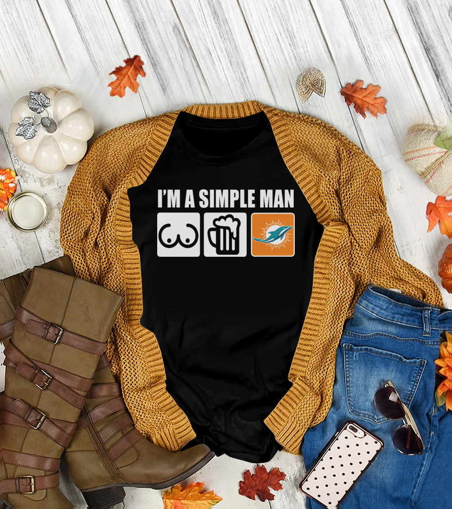 I'M A SIMPLE MAN DOLPHINS BEER SYMBOLS T-Shirt