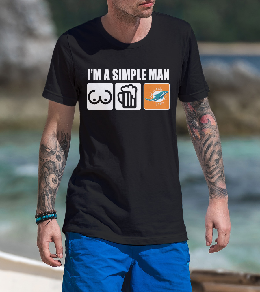 I'M A SIMPLE MAN DOLPHINS BEER SYMBOLS T-Shirt