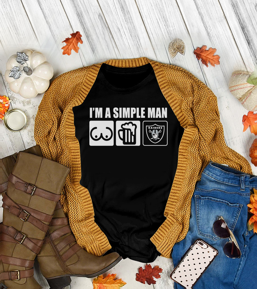 I'm a Simple Man Raiders Beer and Chest Icons T-Shirt