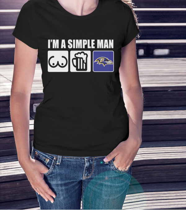 I'M A SIMPLE MAN BEER RAVENS FOOTBALL T-Shirt