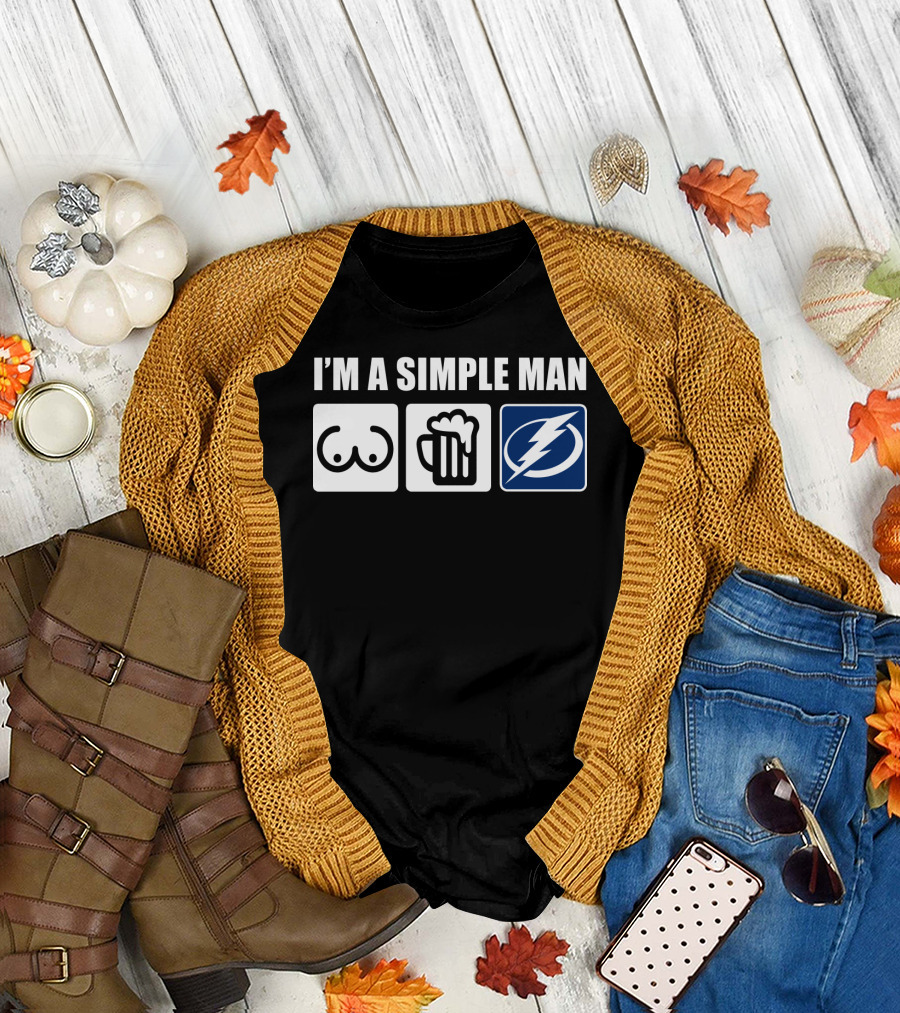 I'M A SIMPLE MAN BEER LIGHTNING BOLTS T-Shirt