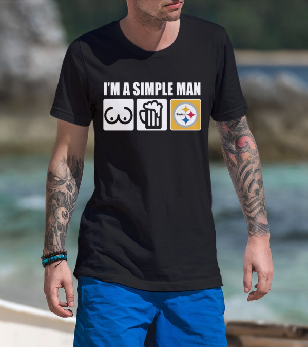 STEELERS I'M A SIMPLE MAN Icons Of Woman Beer Football T-Shirt