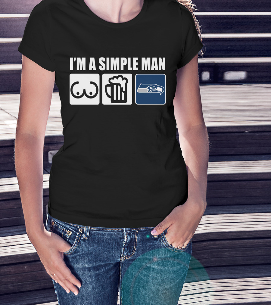 I'm A Simple Man Seahawks Icons And Beer T-Shirt