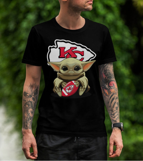 Baby Yoda KC Chiefs Football Fan T-Shirt