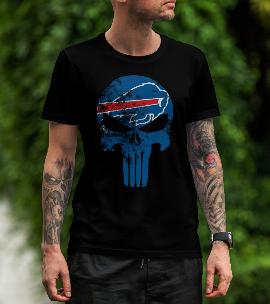Bills Skull Punisher Logo Buffalo Bills Nfl Symbol T-Shirt