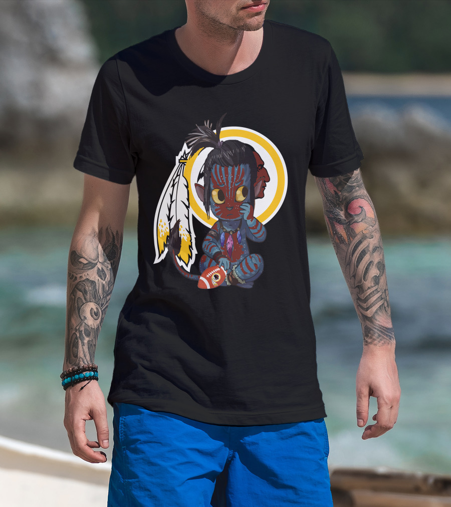 Avatar Redskins Football Character With Feathers And Face Paint T-Shirt