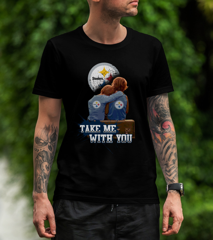 Steelers Logo Hugging Kids Take Me With You T-Shirt