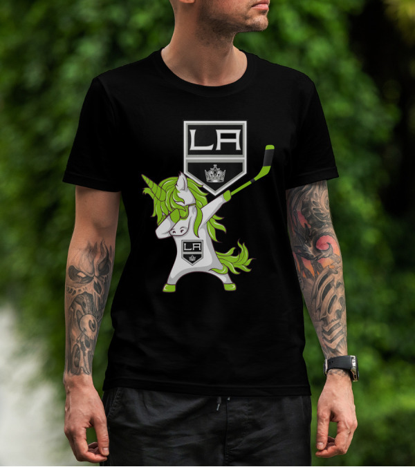 St Patrick Day Dabbing Unicorn Hockey Los Angeles Kings T-Shirt