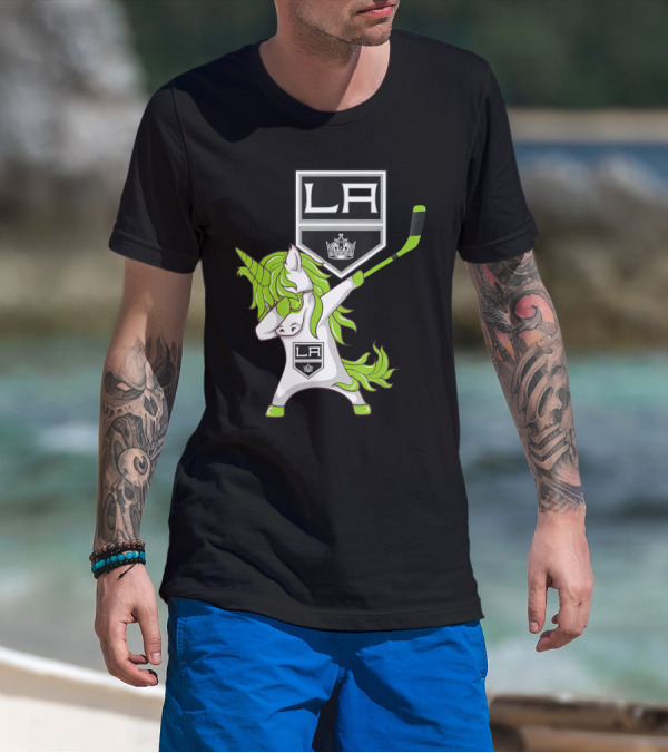 St Patrick Day Dabbing Unicorn Hockey Los Angeles Kings T-Shirt