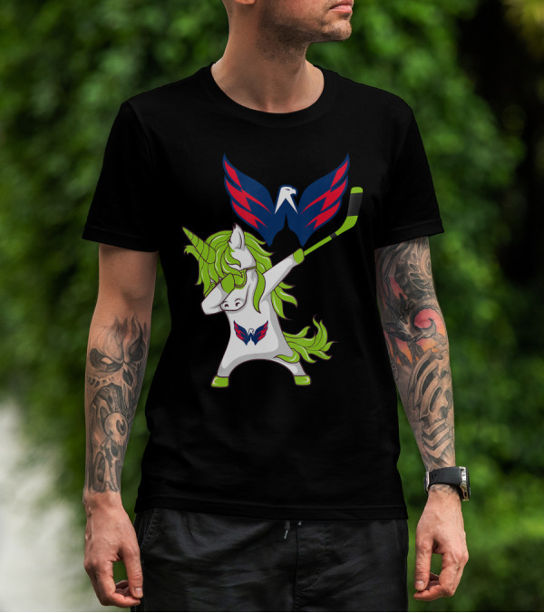 St Patrick's Day Dabbing Unicorn With Washington Capitals Hockey T-Shirt