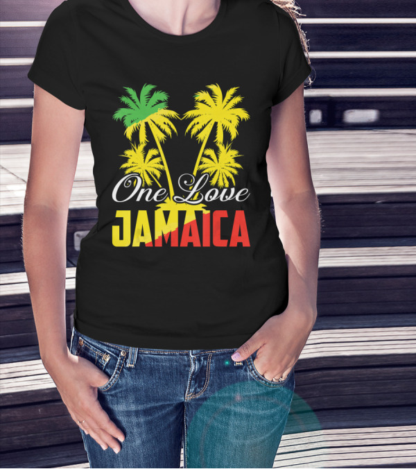 One Love Jamaica Vacation Reggae Music Palm Trees T-Shirt