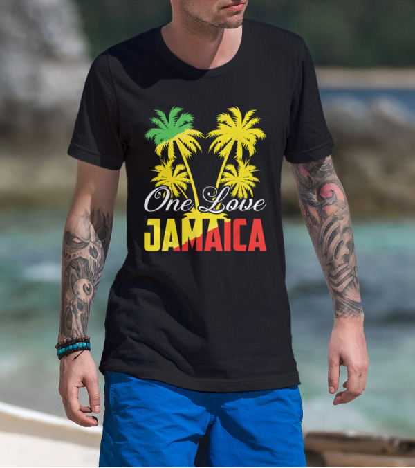 One Love Jamaica Vacation Reggae Music Palm Trees T-Shirt