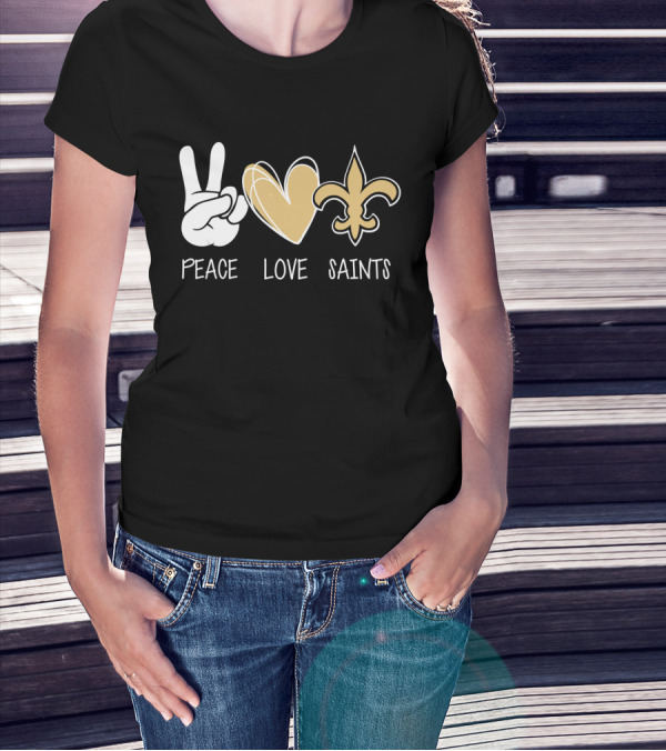 Peace Love Saints Hippie New Orleans Mardi Gras T-Shirt