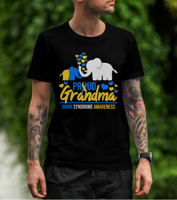 Proud Grandma Down Syndrome Awareness Elephant Hearts T-Shirt