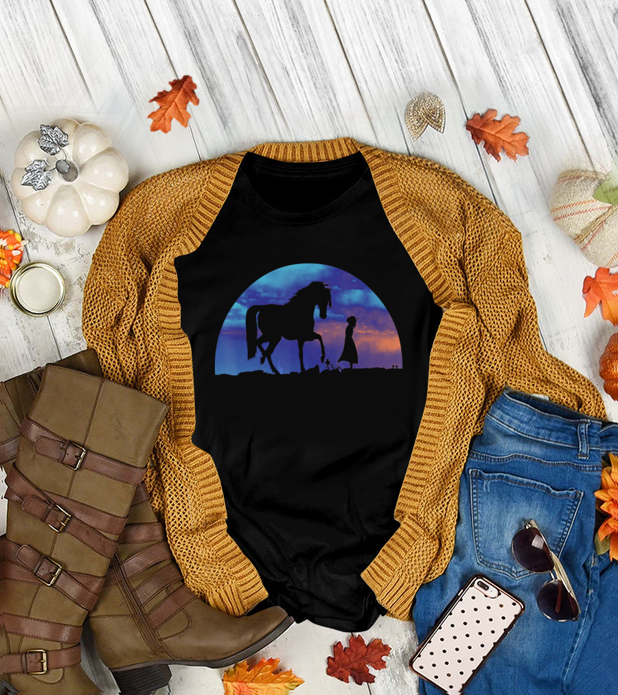 Horse Girl Lover Great Silhouette At Sunset T-Shirt