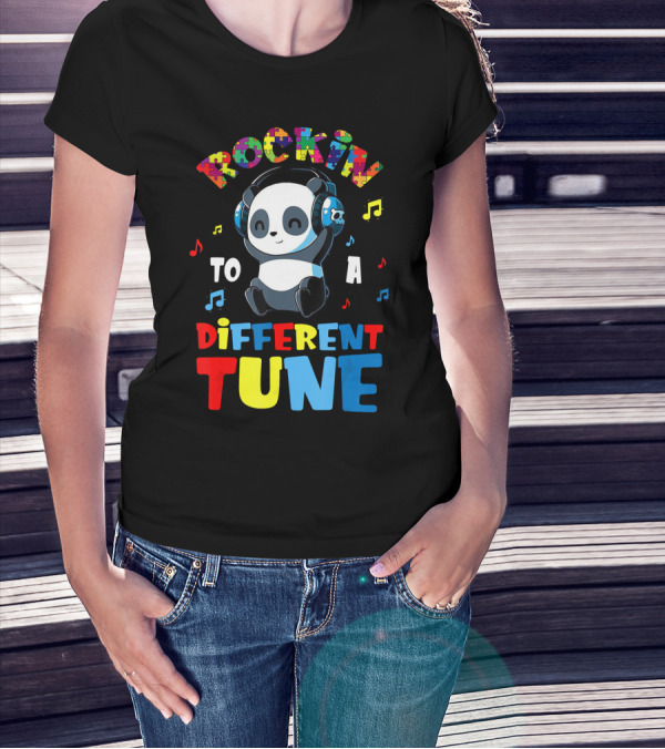 Rockin To A Different Tune Panda Autism Awareness T-Shirt