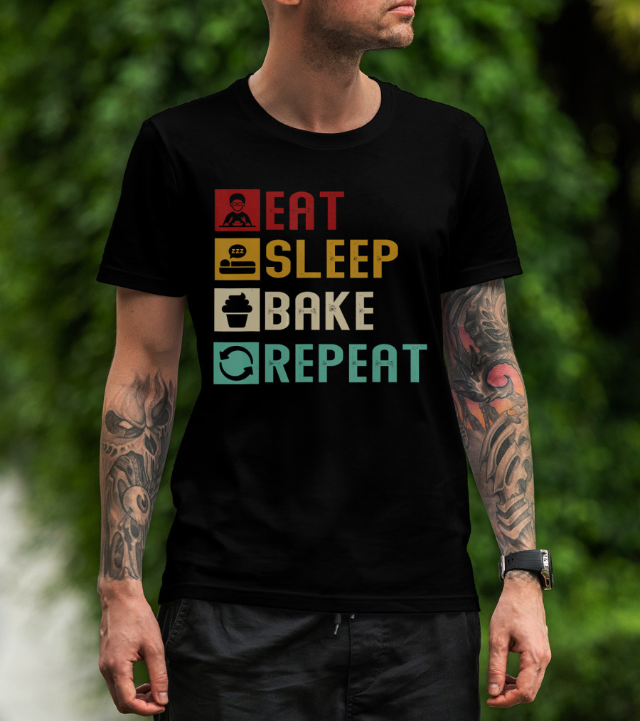 Eat Sleep Bake Repeat Vintage Baking Baker T-Shirt