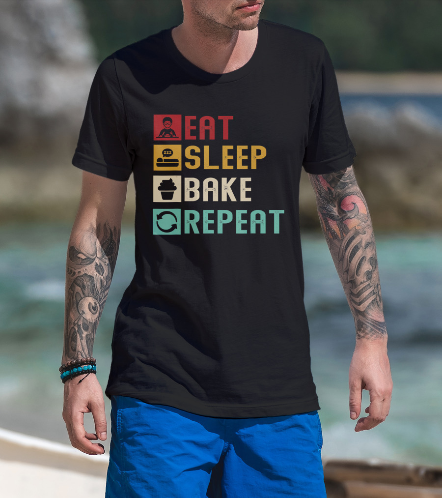 Eat Sleep Bake Repeat Vintage Baking Baker T-Shirt