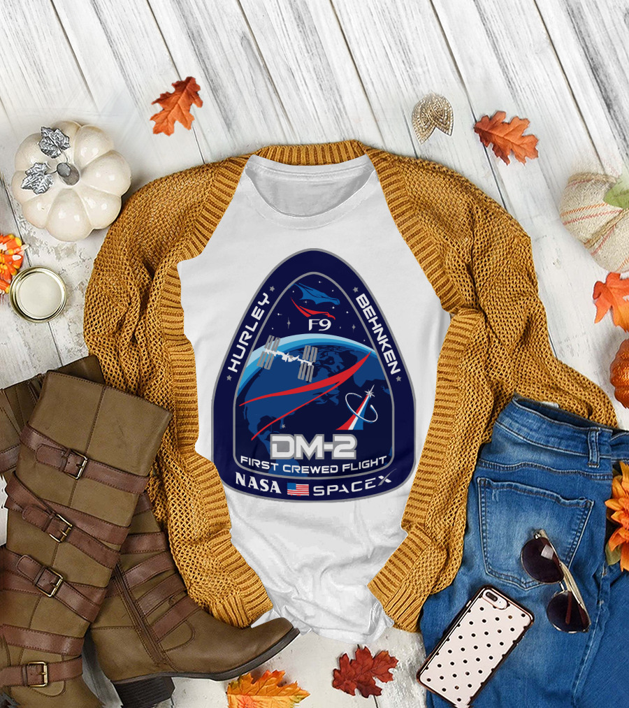 NASA SpaceX DM-2 First Crewed Flight Hurley Behnken Logo F9 T-Shirt