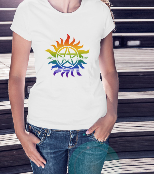 Supernatural Rainbow Pentagram Pride T-Shirt