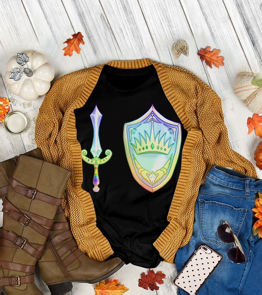 Rainbow Armory Crystal Sword Shield Crown T-Shirt