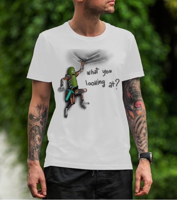 What You Looking At Pickle Rick Adventure T-Shirt