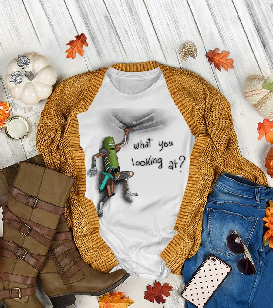 What You Looking at Pickle Rick Adventure T-Shirt