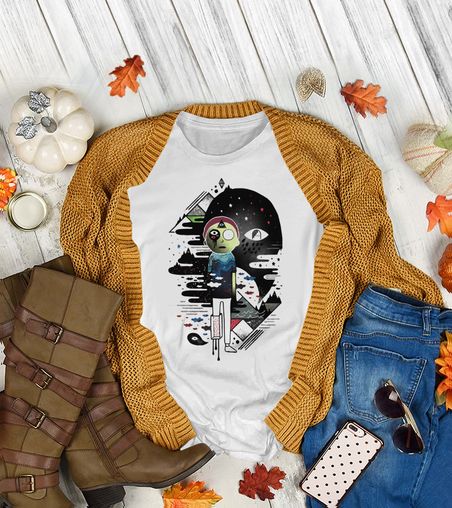 Inner Dimensional Morty Surreal Cosmic Exploration with Third Eye and Galaxy Elements T-Shirt