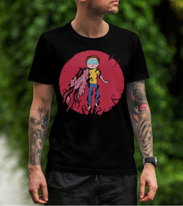 Anime Morty Tentacle Transformation Red Circle Background T-Shirt