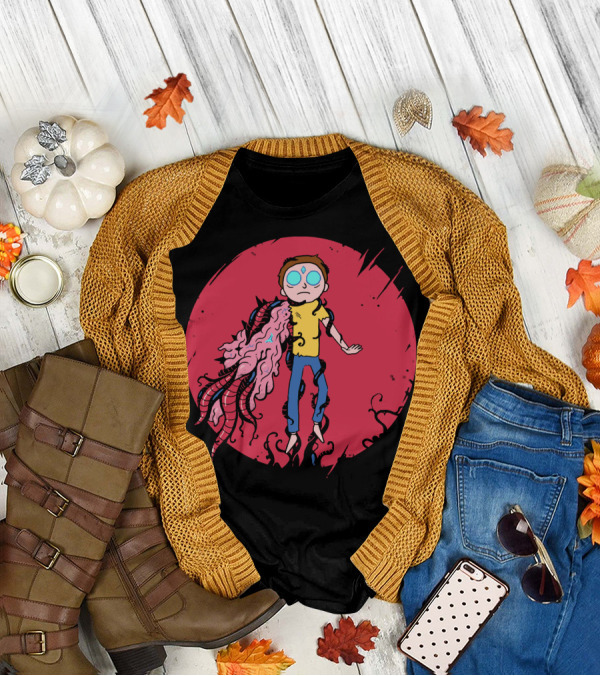 Anime Morty Tentacle Transformation Red Circle Background T-Shirt
