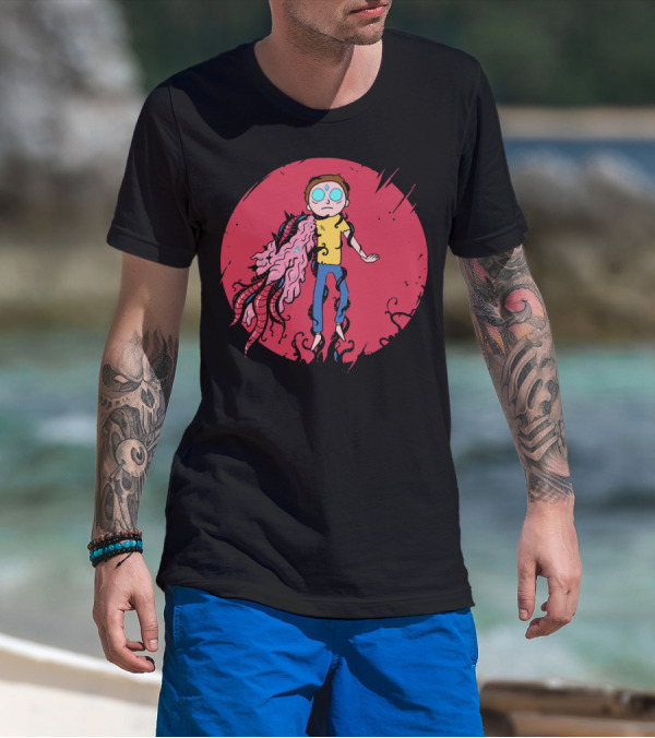 Anime Morty Tentacle Transformation Red Circle Background T-Shirt