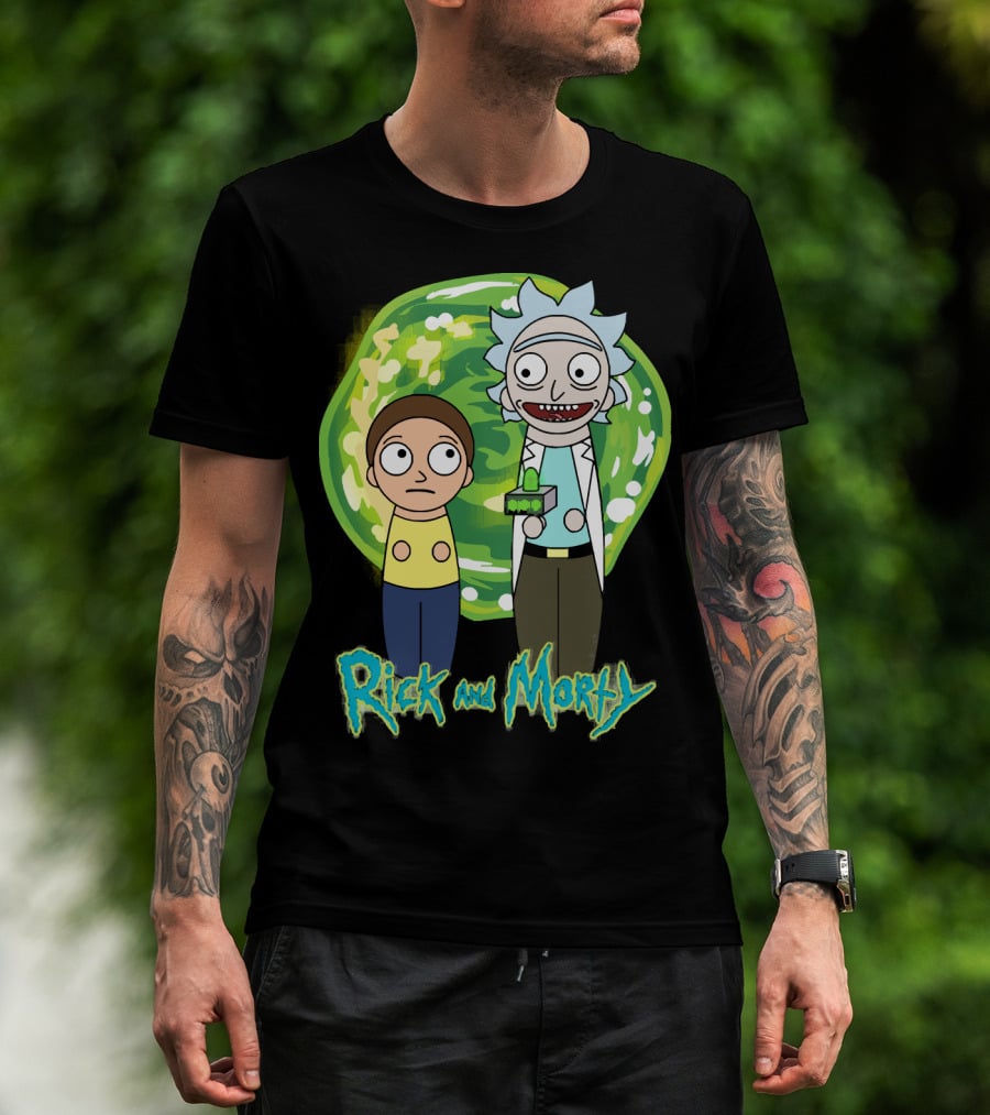 Rick And Morty Green Portal Cute Characters T-Shirt