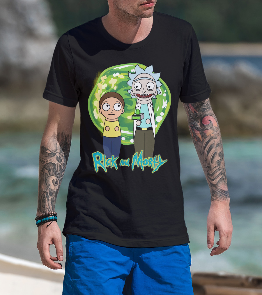 Rick And Morty Green Portal Cute Characters T-Shirt