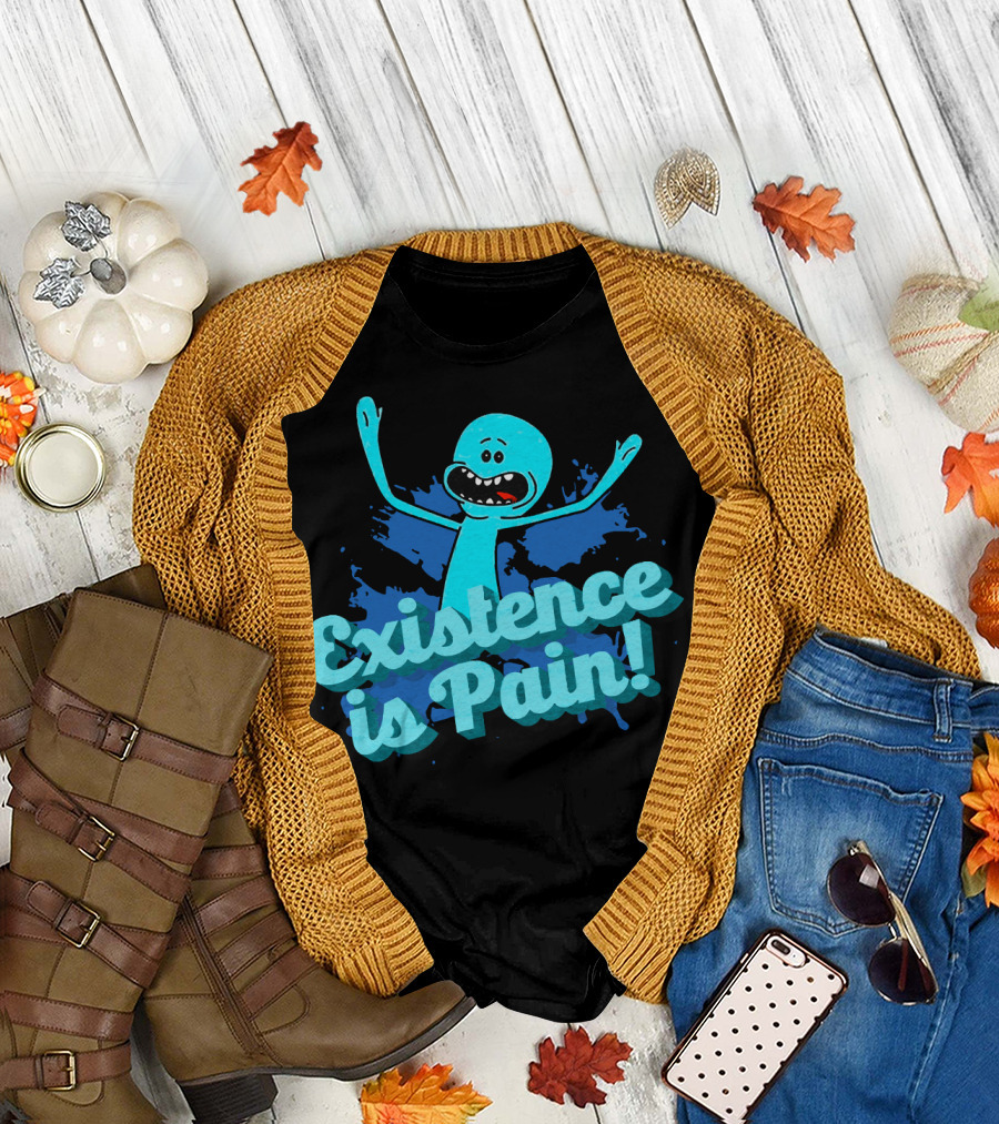 Mr. Meeseeks Existence is Pain Blue Paint T-Shirt