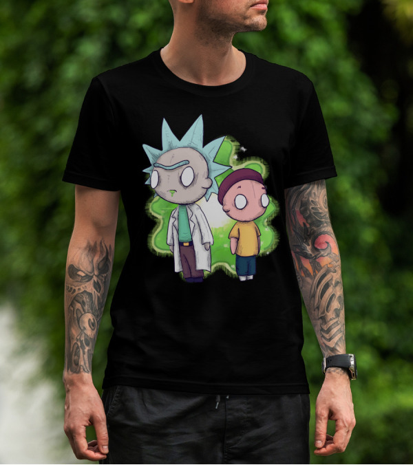 Plushie Rick And Morty Portal Background T-Shirt