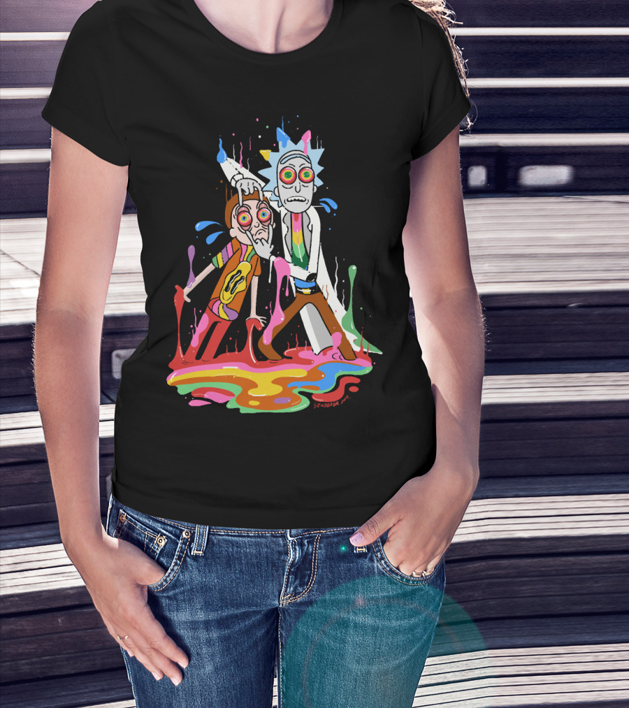Rick Morty Tripp Psychedelic Adventure With Colorful Melting Portal T-Shirt