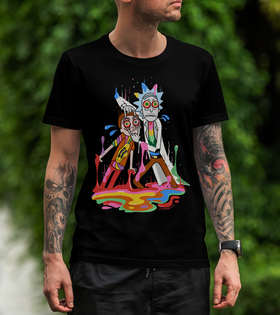Rick Morty Tripp Psychedelic Adventure With Colorful Melting Portal T-Shirt