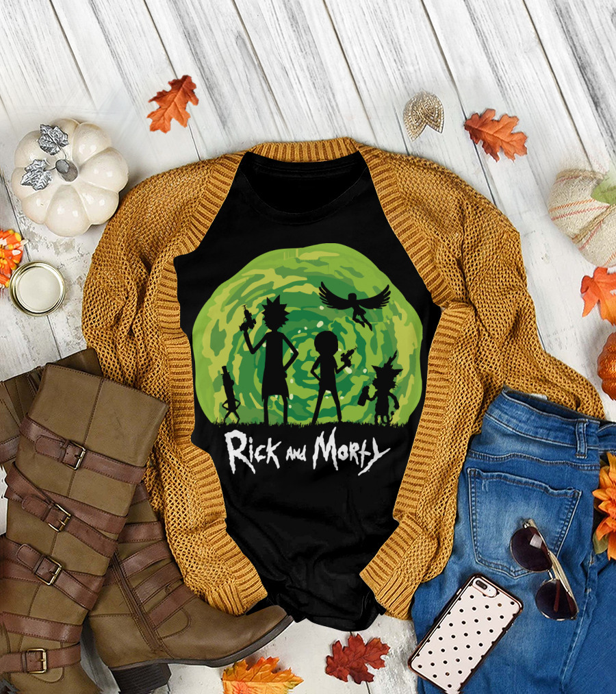 Rick and Morty Schwifty Patrol Silhouette Portal Adventure T-Shirt