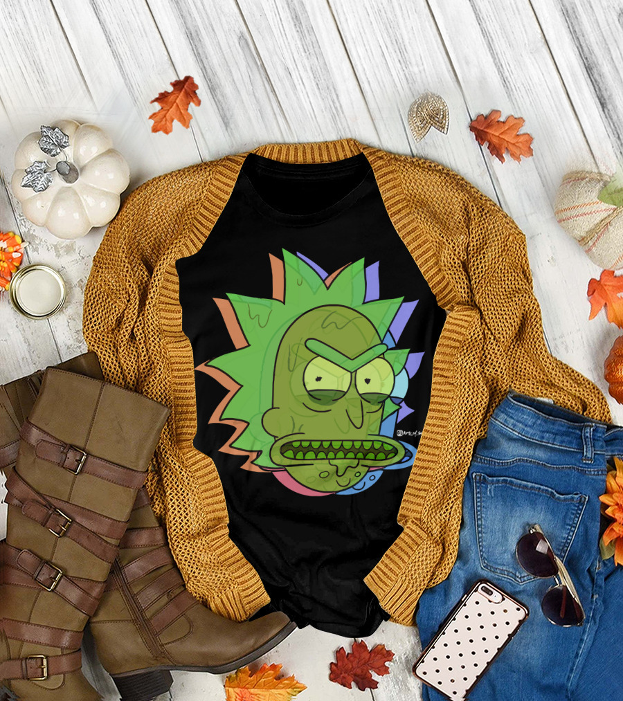 Toxic Rick Slime Face Multicolor Portal Fan T-Shirt